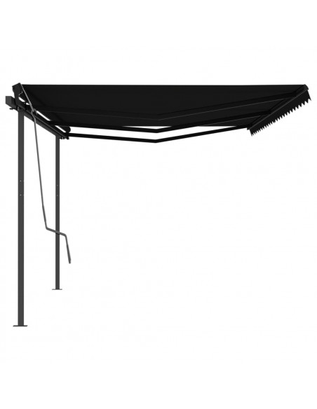 Tenda da Sole Retrattile Manuale con Pali 6x3 m Antracite