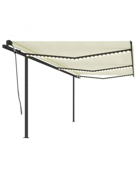Tenda da Sole Retrattile Manuale con LED 6x3 m Crema