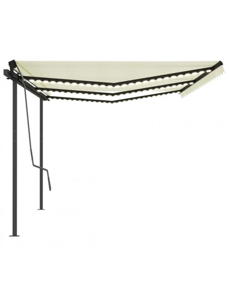 Tenda da Sole Retrattile Manuale con LED 6x3 m Crema