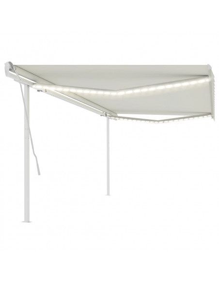 Tenda da Sole Retrattile Manuale con LED 5x3,5 m Crema
