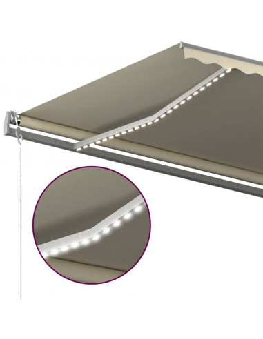 Tenda da Sole Retrattile Manuale con LED 600x300 cm Crema