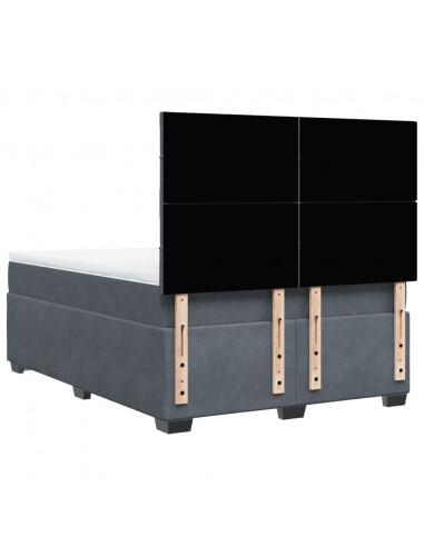 Giroletto a Molle con Materasso Grigio Scuro 160x200 cm Velluto