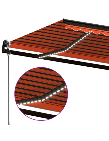 Tenda Automatica Sensore Vento e LED 400x350 cm Arancio Marrone