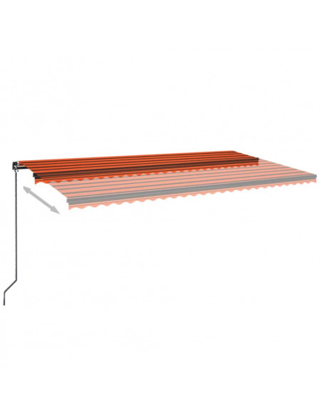 Tenda da Sole Retrattile Manuale LED 600x350 cm Arancio Marrone