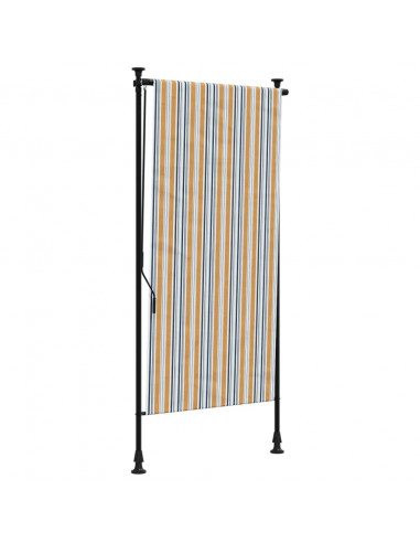 Tenda a Rullo Esterno Gialla e Bianca 120x270cm Tessuto Acciaio