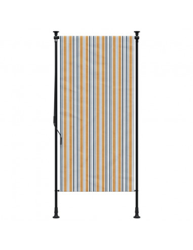 Tenda a Rullo Esterno Gialla e Bianca 120x270cm Tessuto Acciaio