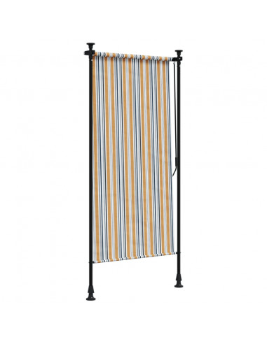 Tenda a Rullo Esterno Gialla e Bianca 120x270cm Tessuto Acciaio