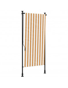 Tenda a Rullo Esterno Arancio Bianca 120x270 cm Tessuto Acciaio 2