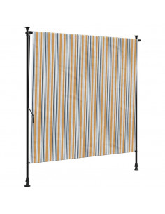 Tenda a Rullo Esterno Gialla e Bianca 150x270cm Tessuto Acciaio 2