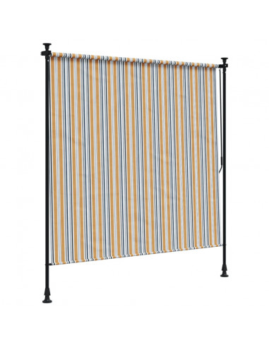 Tenda a Rullo Esterno Gialla e Bianca 150x270cm Tessuto Acciaio