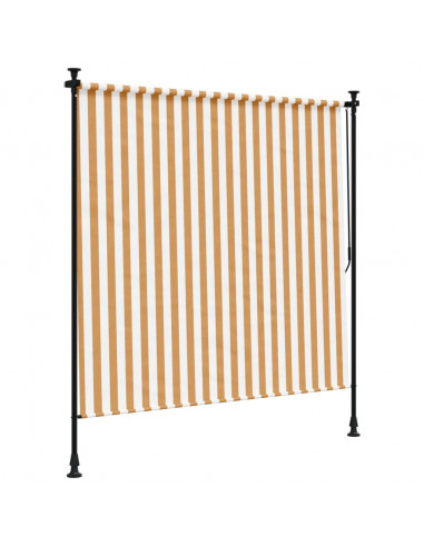 Tenda a Rullo Esterno Arancio Bianca 150x270 cm Tessuto Acciaio