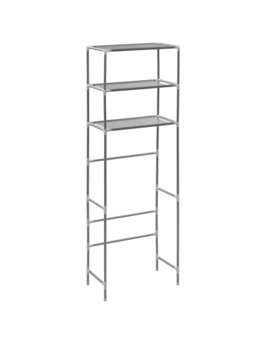 Scaffale per Bagno con 3 Ripiani Argento 53x28x169 cm