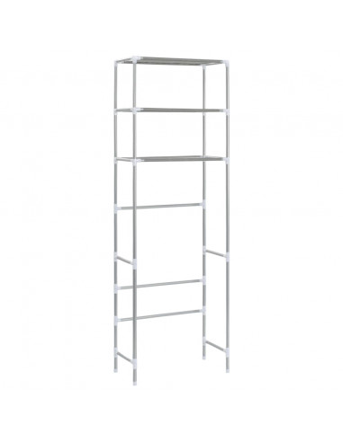 Scaffale per Bagno con 3 Ripiani Argento 53x28x169 cm