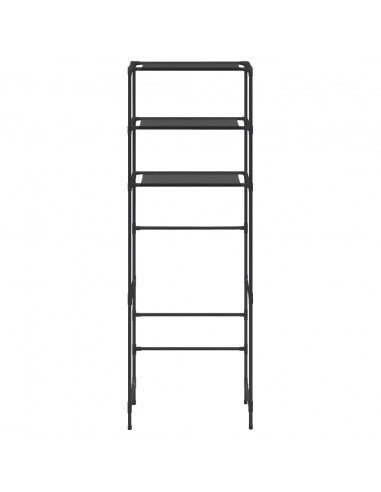 Scaffale per Bagno con 3 Ripiani Nero 53x28x169 cm