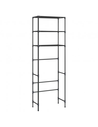 Scaffale per Bagno con 3 Ripiani Nero 53x28x169 cm