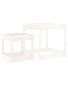 Tavoli Sabbiere 2 pz Bianchi in Legno Massello di Pino 2