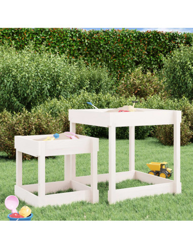 Tavoli Sabbiere 2 pz Bianchi in Legno Massello di Pino