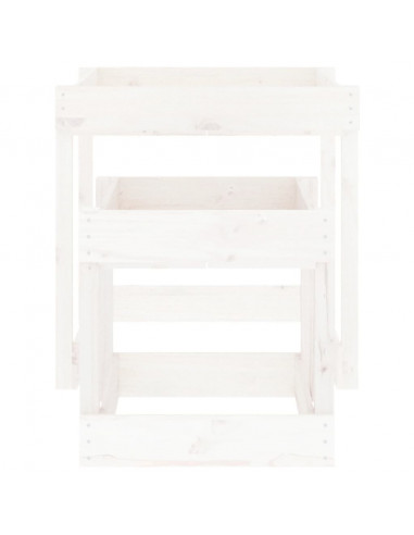 Tavoli Sabbiere 2 pz Bianchi in Legno Massello di Pino