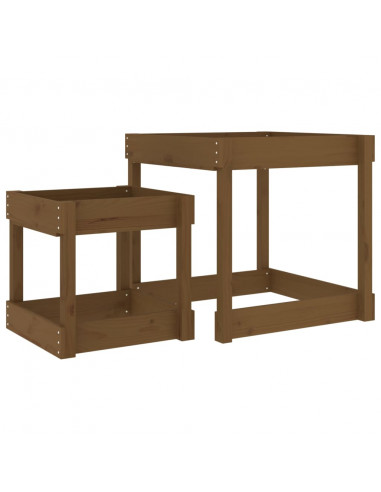 Tavoli Sabbiere 2 pz Miele in Legno Massello di Pino