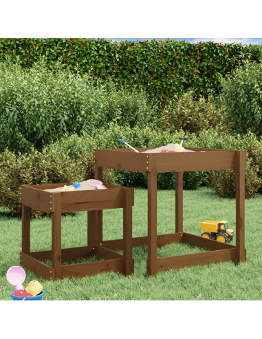 Tavoli Sabbiere 2 pz Miele in Legno Massello di Pino