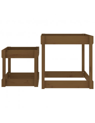 Tavoli Sabbiere 2 pz Miele in Legno Massello di Pino