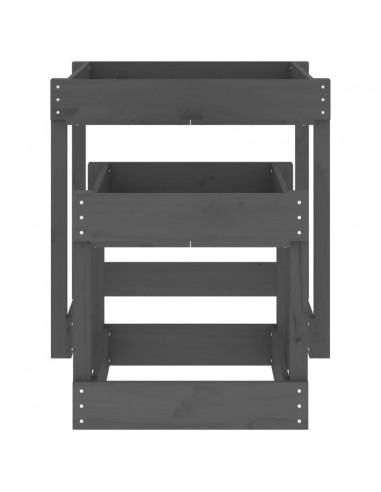 Tavoli Sabbiere 2 pz Grigi in Legno Massello di Pino