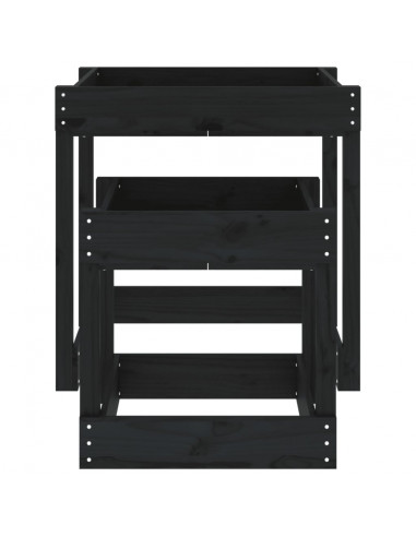 Tavoli Sabbiere 2 pz Neri in Legno Massello di Pino