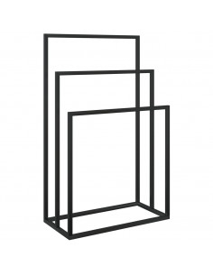 Portasciugamani da Pavimento Nero 48x24x79cm in Ferro 2