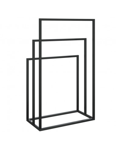 Portasciugamani da Pavimento Nero 48x24x79cm in Ferro
