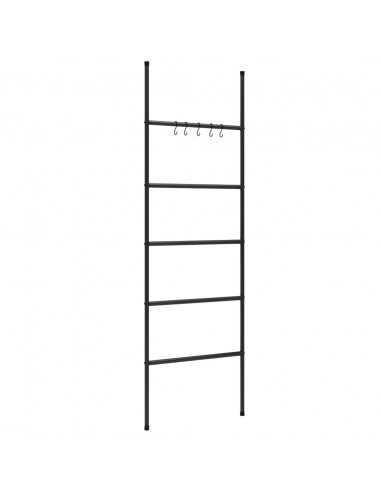 Scala Porta Asciugamani con 5 Livelli Nera 58x175 cm in Ferro