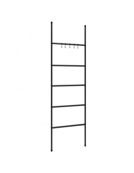 Scala Porta Asciugamani con 5 Livelli Nera 58x175 cm in Ferro