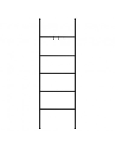 Scala Porta Asciugamani con 5 Livelli Nera 58x175 cm in Ferro
