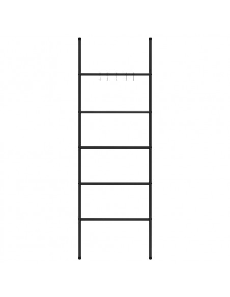 Scala Porta Asciugamani con 5 Livelli Nera 58x175 cm in Ferro