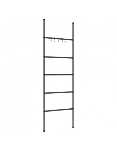 Scala Porta Asciugamani con 5 Livelli Nera 58x175 cm in Ferro