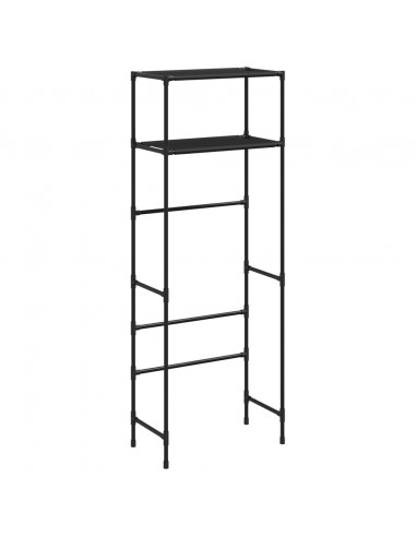 Rastrelliera per Bagno a 2 Livelli Nera 53,5x28x143 cm Ferro