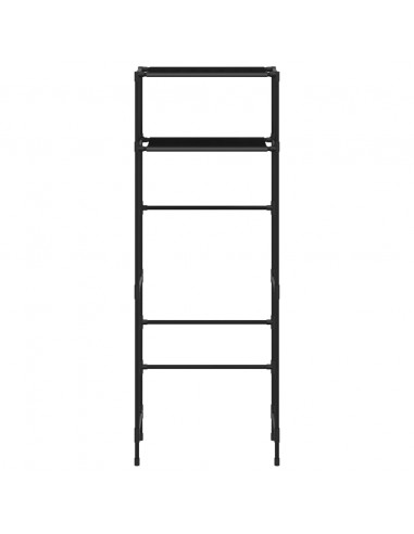 Rastrelliera per Bagno a 2 Livelli Nera 53,5x28x143 cm Ferro