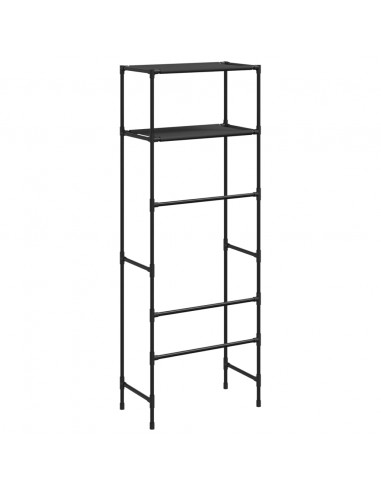 Rastrelliera per Bagno a 2 Livelli Nera 53,5x28x143 cm Ferro