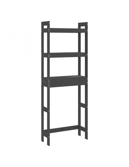Rastrelliera da Bagno Grigia 63x26x171 cm Legno Massello Pino