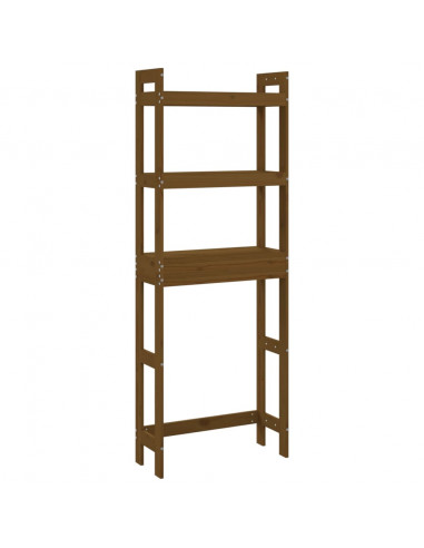 Rastrelliera da Bagno Miele 63x26x171 cm Legno Massello Pino