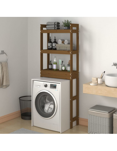 Rastrelliera da Bagno Miele 63x26x171 cm Legno Massello Pino