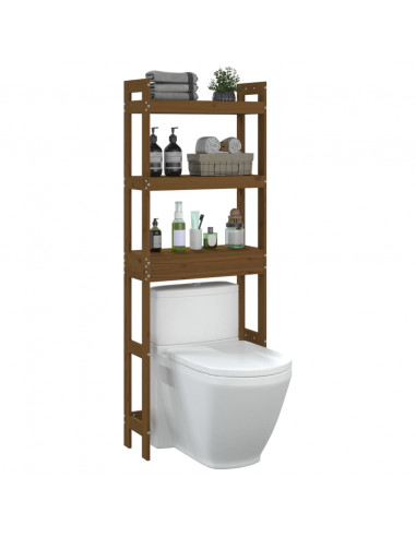 Rastrelliera da Bagno Miele 63x26x171 cm Legno Massello Pino