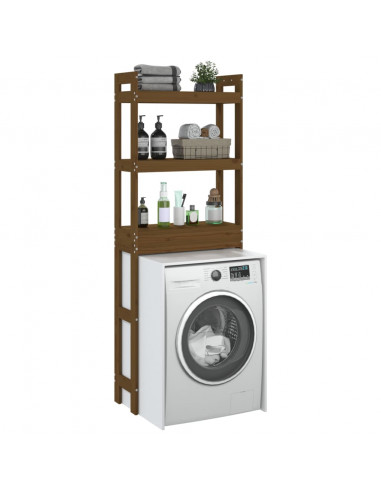 Rastrelliera da Bagno Miele 63x26x171 cm Legno Massello Pino