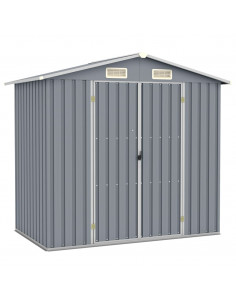 Capanno da Giardino Grigio 205x129x183 cm in Acciaio Zincato 2