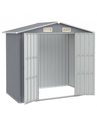 Capanno da Giardino Grigio 205x129x183 cm in Acciaio Zincato