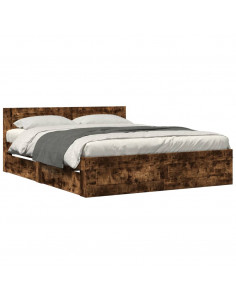 Giroletto con Testiera Rovere Fumo 160x200 cm Legno Multistrato 2