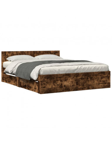 Giroletto con Testiera Rovere Fumo 160x200 cm Legno Multistrato