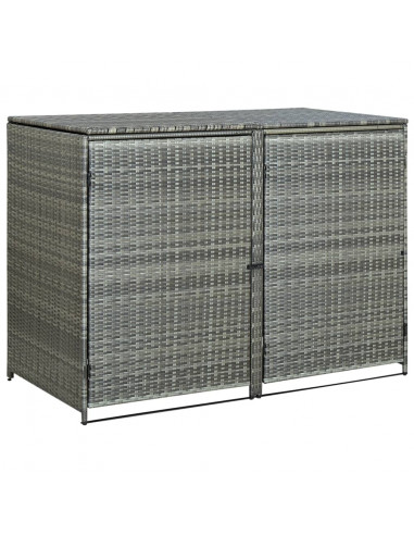 Copribidone Rifiuti Doppio in Polyrattan Antracite 148x77x111cm