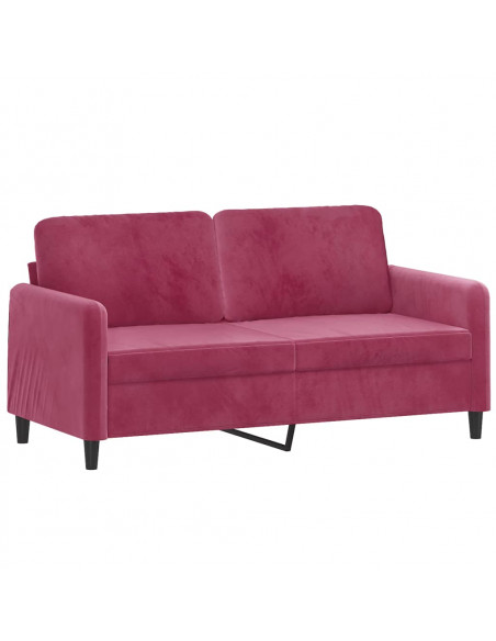 Set di Divani 2 pz con Cuscini Rosso Vino in Velluto