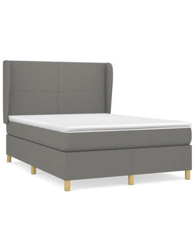 Giroletto a Molle con Materasso Grigio Scuro 140x200cm Tessuto