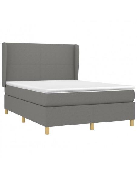 Giroletto a Molle con Materasso Grigio Scuro 140x200cm Tessuto